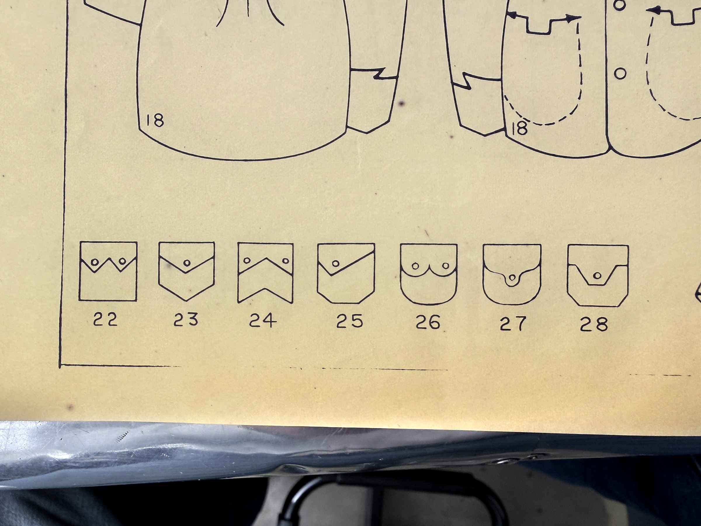 Detail photograph: Seven pocket designs, 22–28 — IMG_0082.JPG