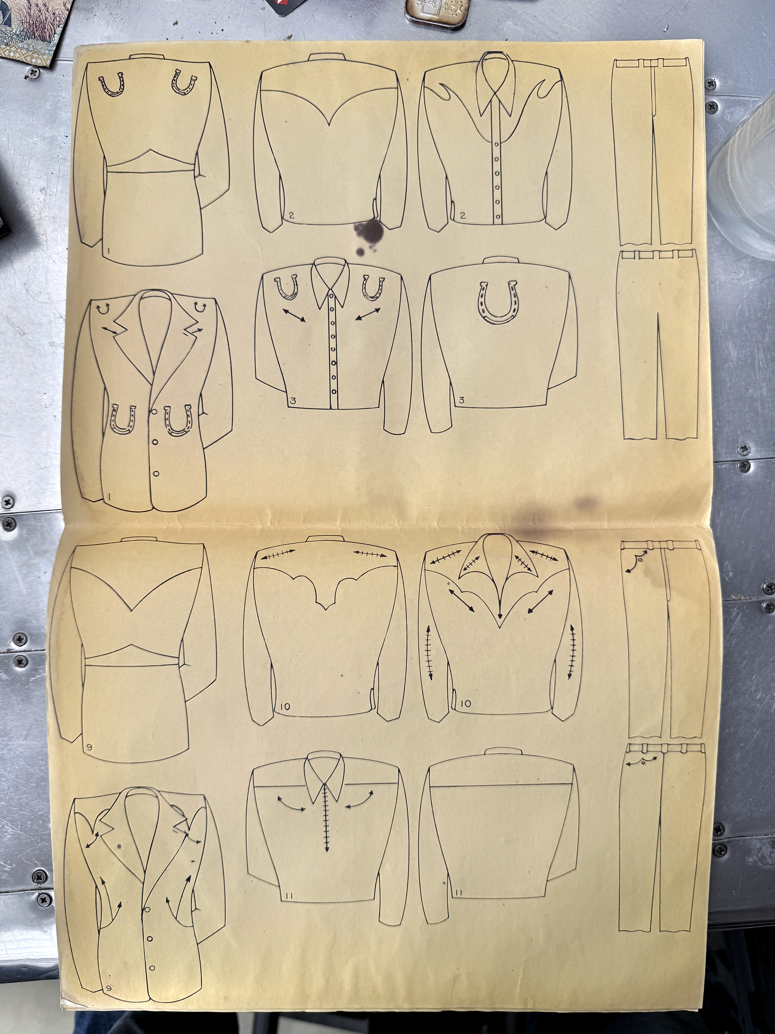 Horseshoes and arrow stitching - a complete drawing spread from Catalogue Two