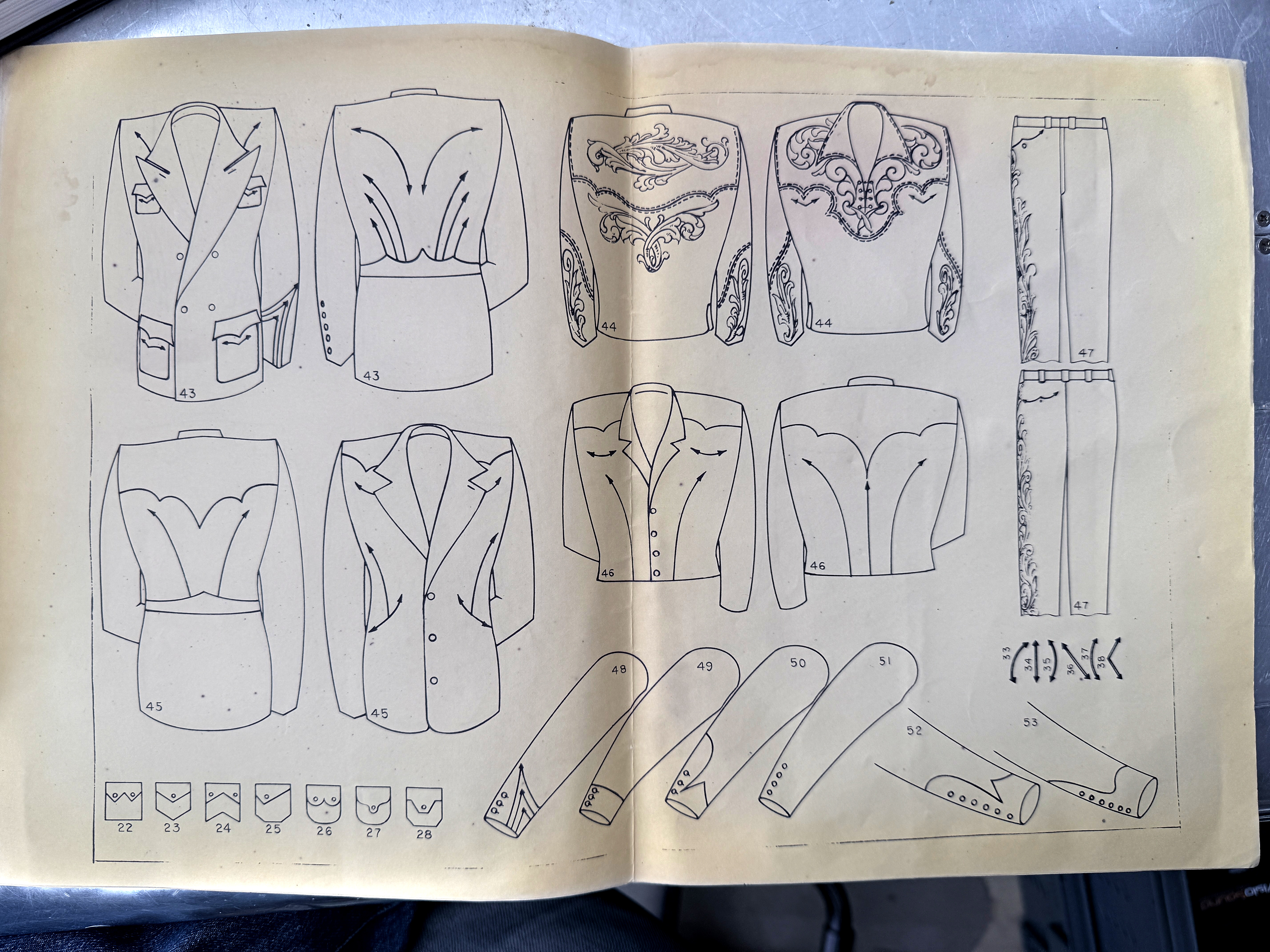 Scroll embroidery - a complete drawing spread from Catalogue Two