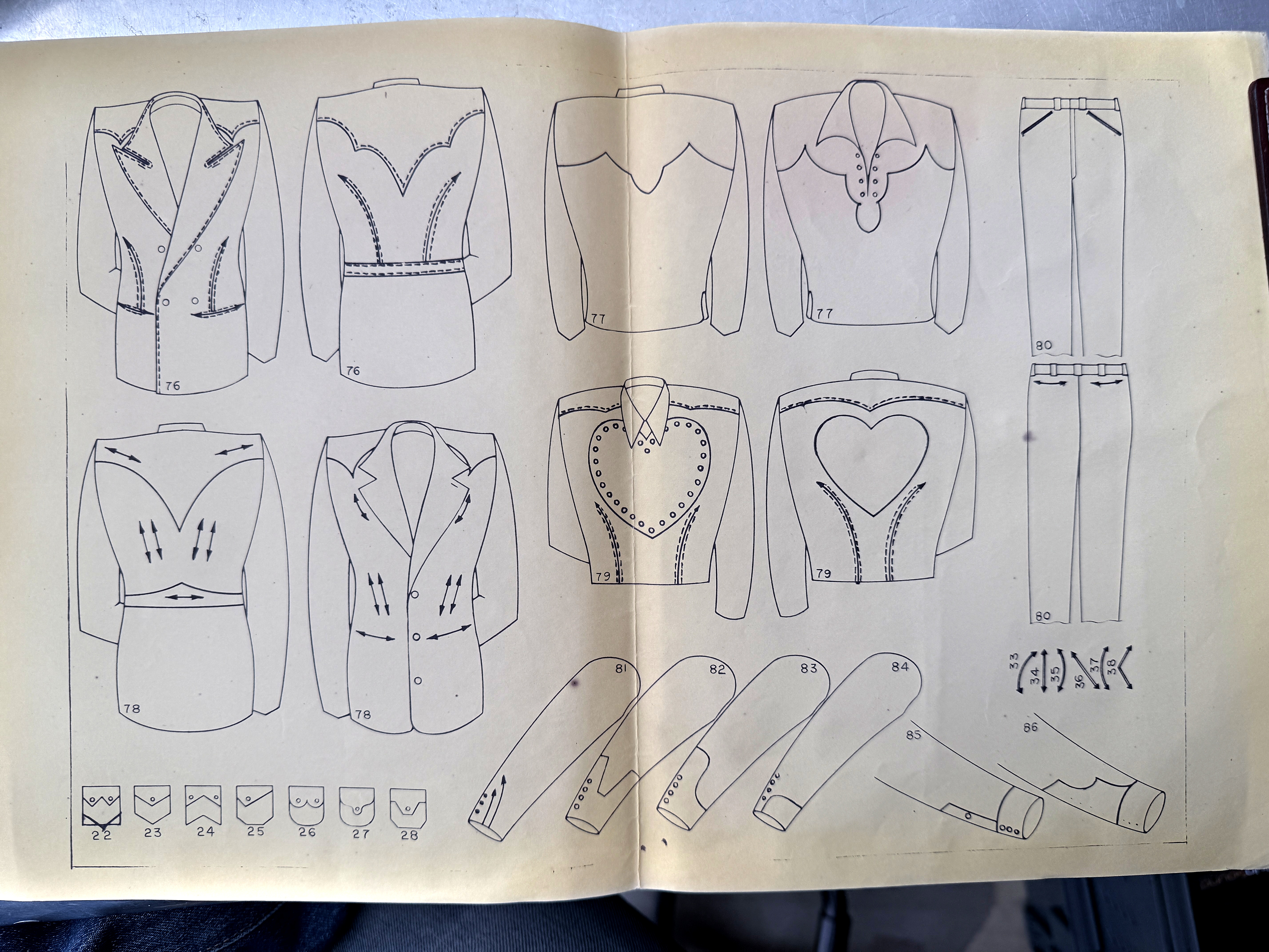 Scalloped fronts and hearts - a complete drawing spread from Catalogue Two