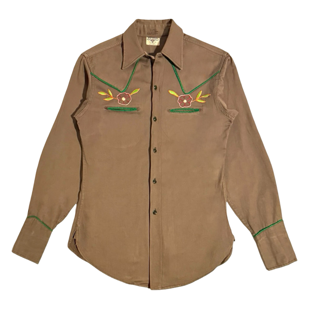 Brown floral Western shirt with Big State label