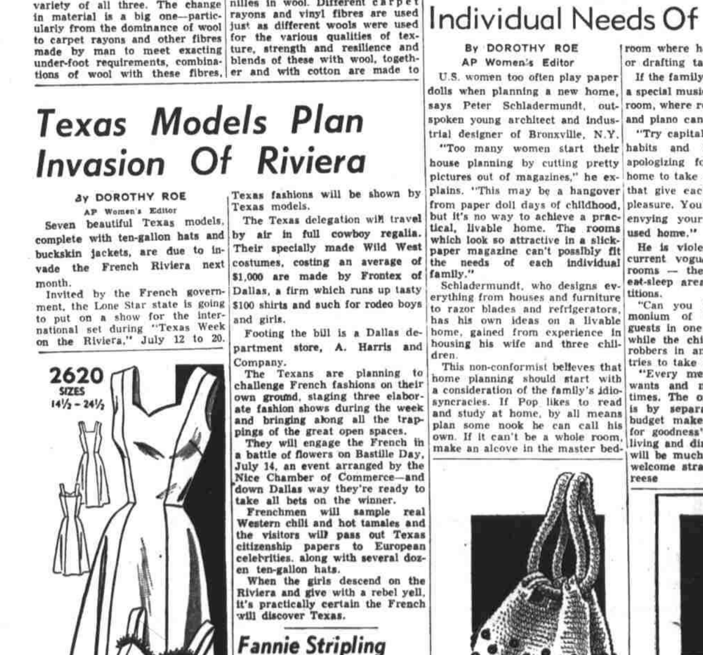 An Associated Press report attributes Texas-delegation Wild West costumes to “Frontex of Dallas” and describes $100 shirts for rodeo boys and girls. It does not establish a corporate history, label continuity, retail availability or a surviving garment.