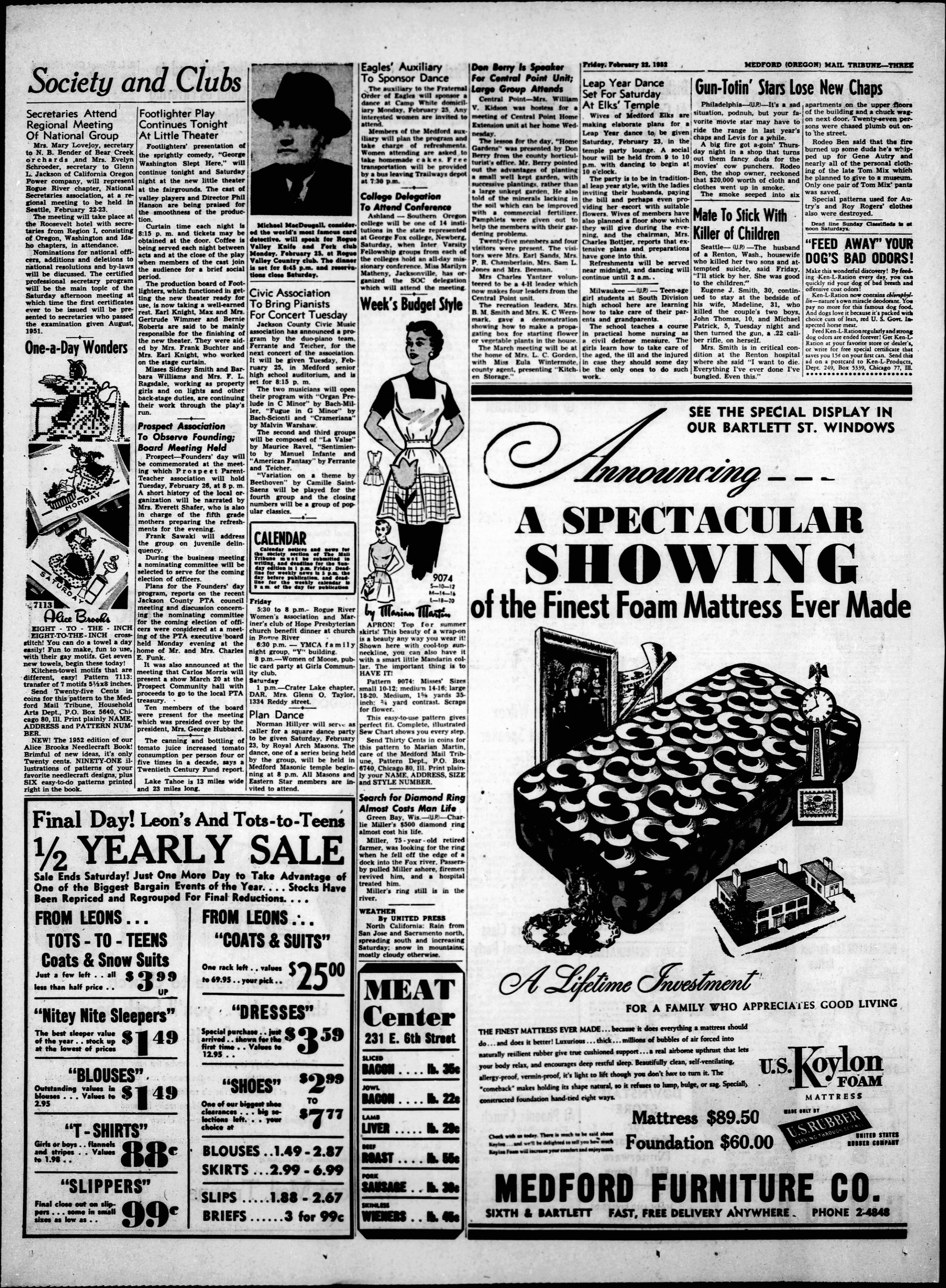 Oregon Historic Newspapers 1952 Medford Rodeo Ben Fire