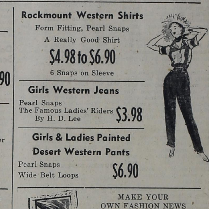 Harman’s Rockmount Western Shirts offer · 1954