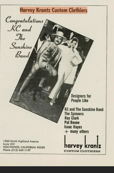 Harvey Krantz Custom Clothiers advertisement, Record World, 10 December 1977, printed page 79.