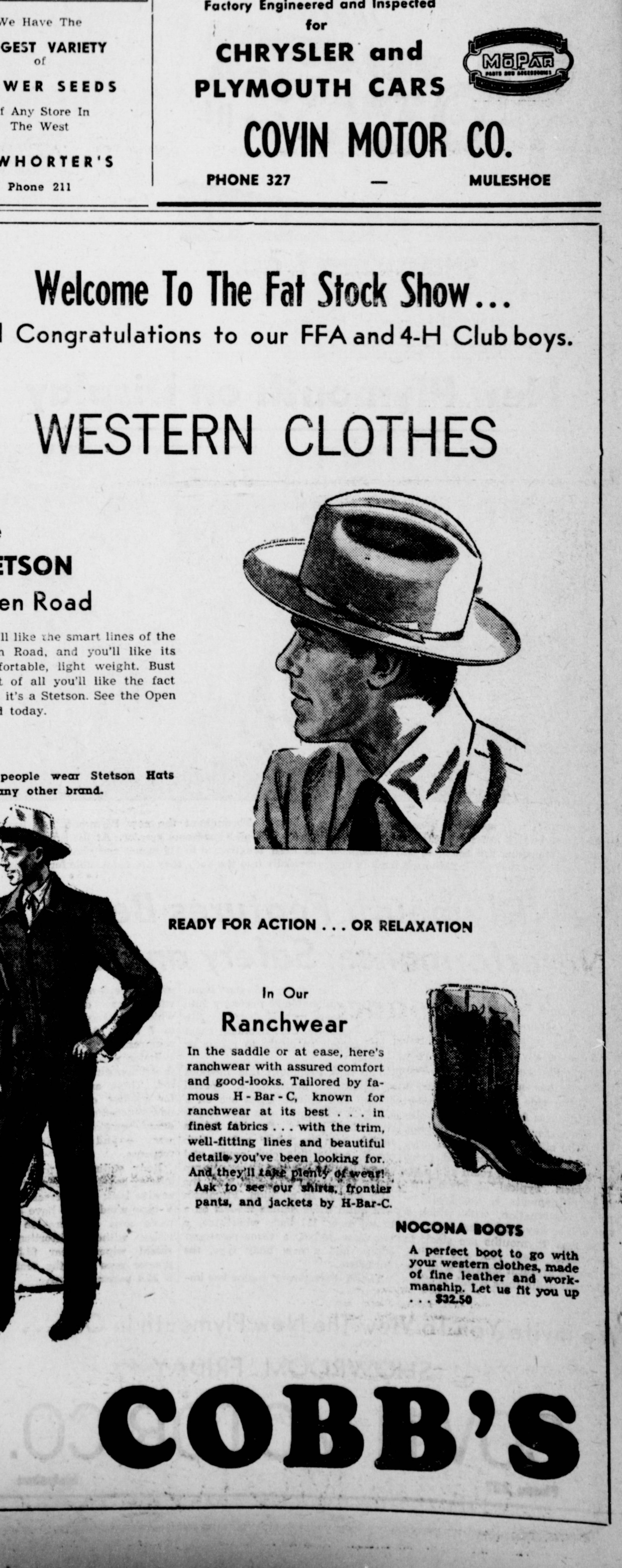 Cobb’s H-Bar-C ranchwear advertisement · 1949