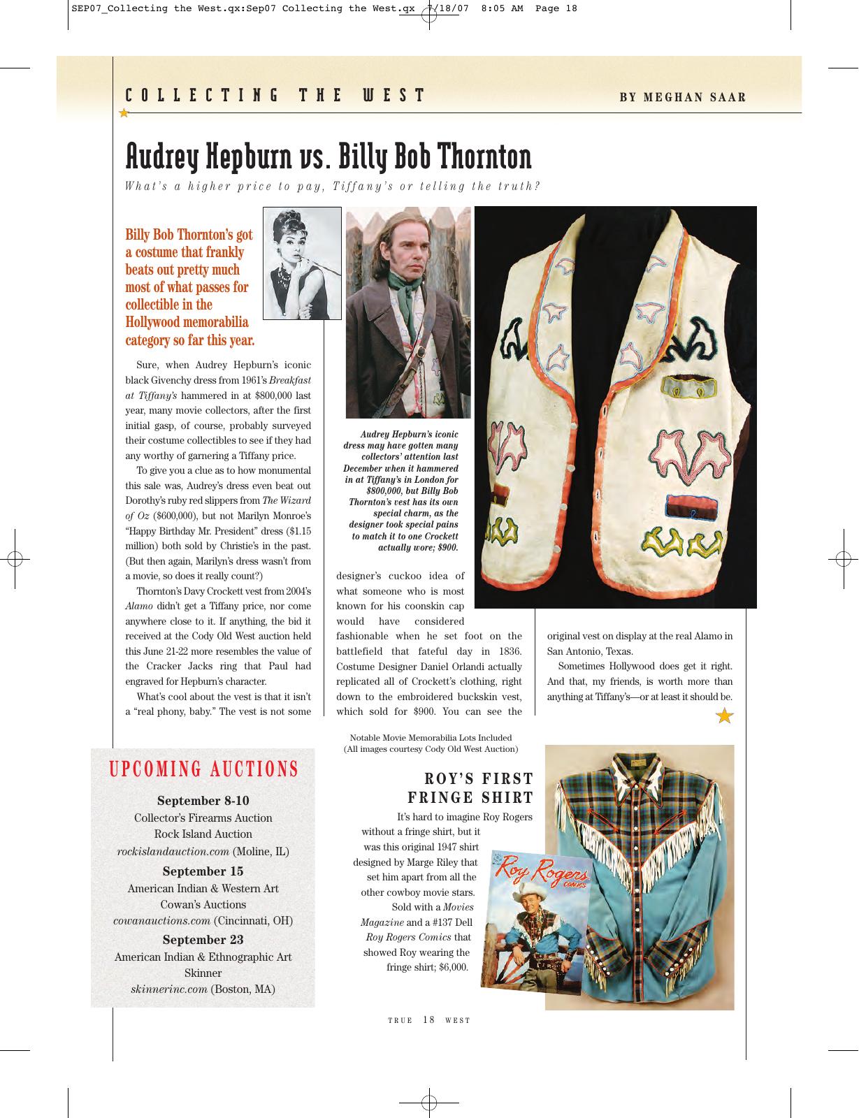 True West’s 2007 auction report on a shirt it describes as Roy Rogers’s first fringe shirt.