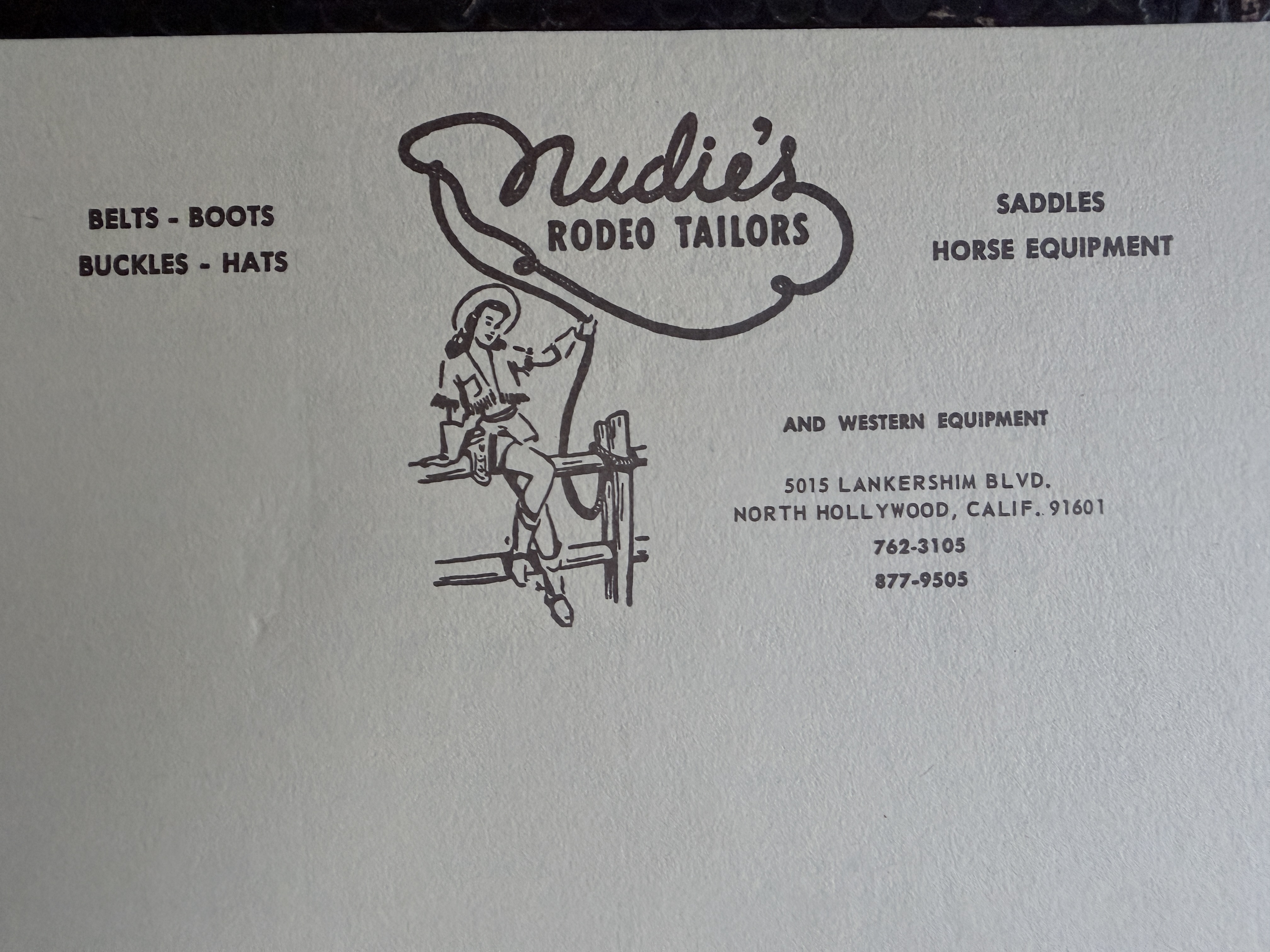 Nudie’s Rodeo Tailors stationery, heading detail