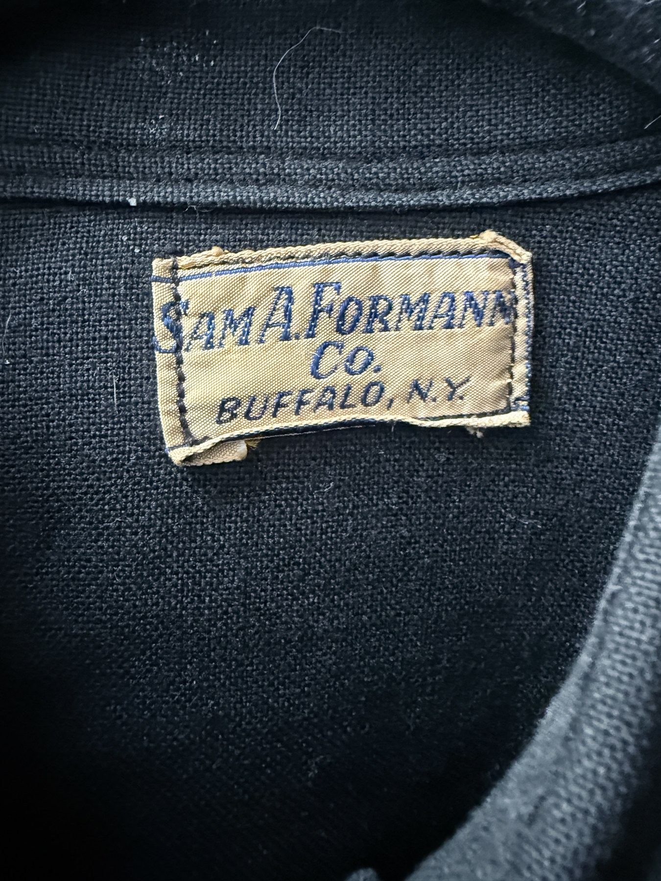 Sam A. Formann Co. / Buffalo, N.Y. woven label inside the photographed shirt