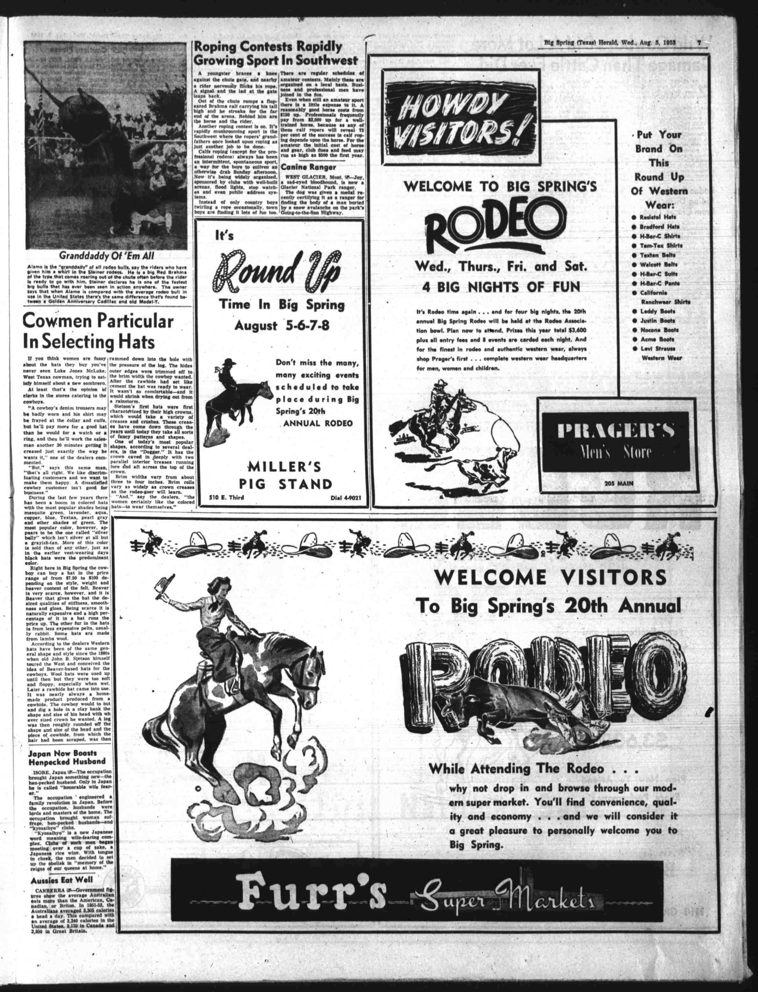 Prager’s Western-wear roundup · full page · 1953