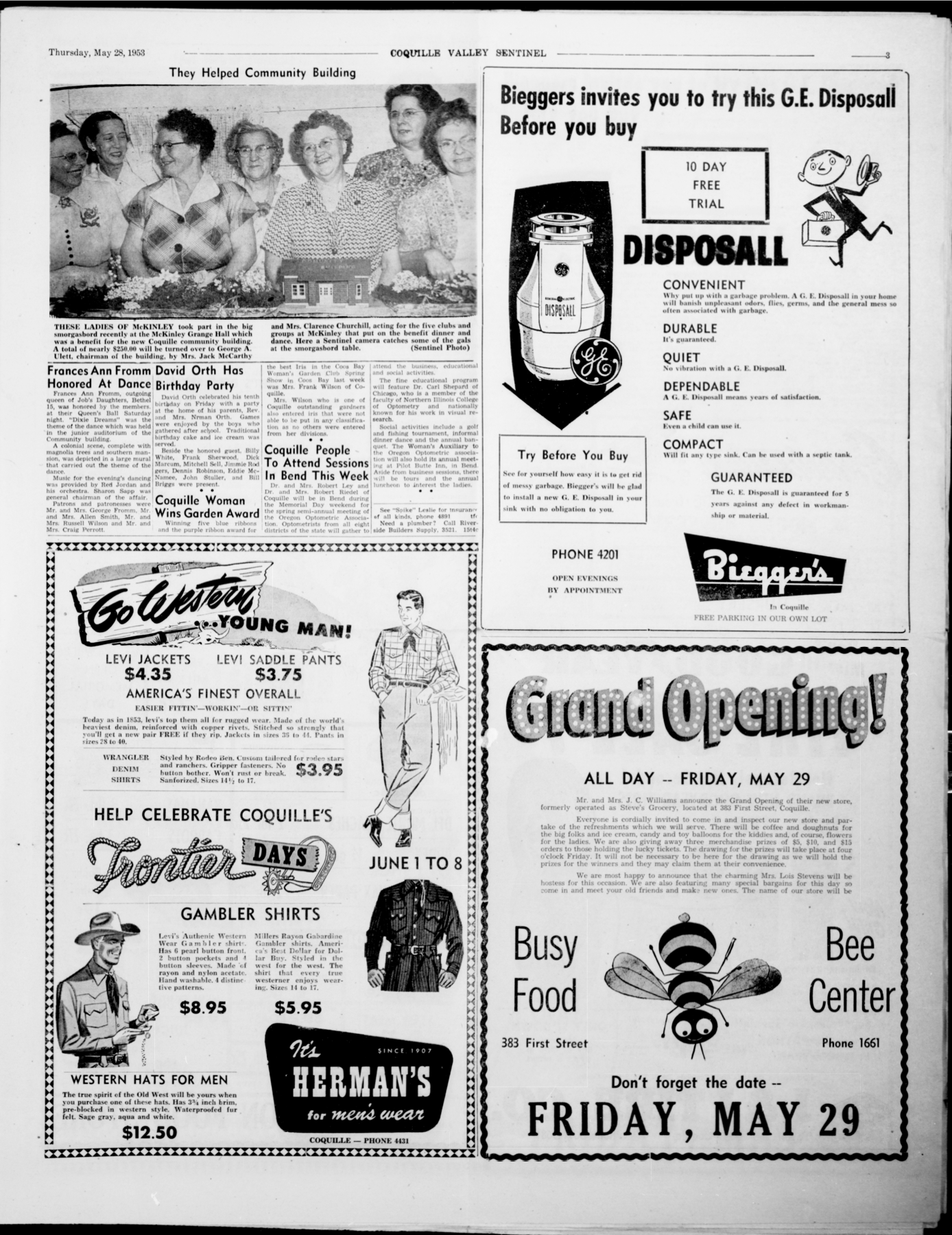 Rodeo Ben in the Coquille Valley Sentinel, 1953