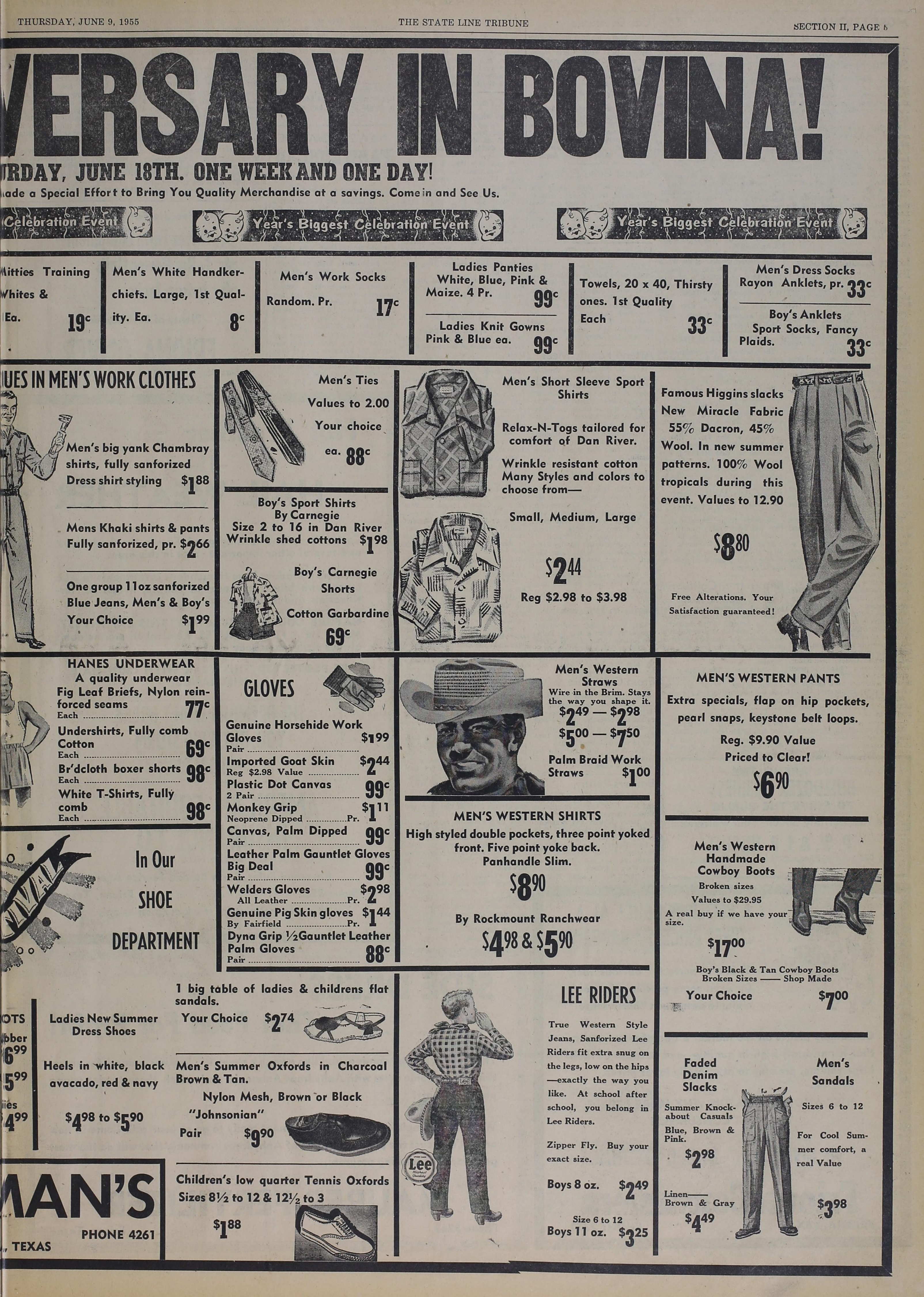 State Line Tribune Harman’s sale page · 1955