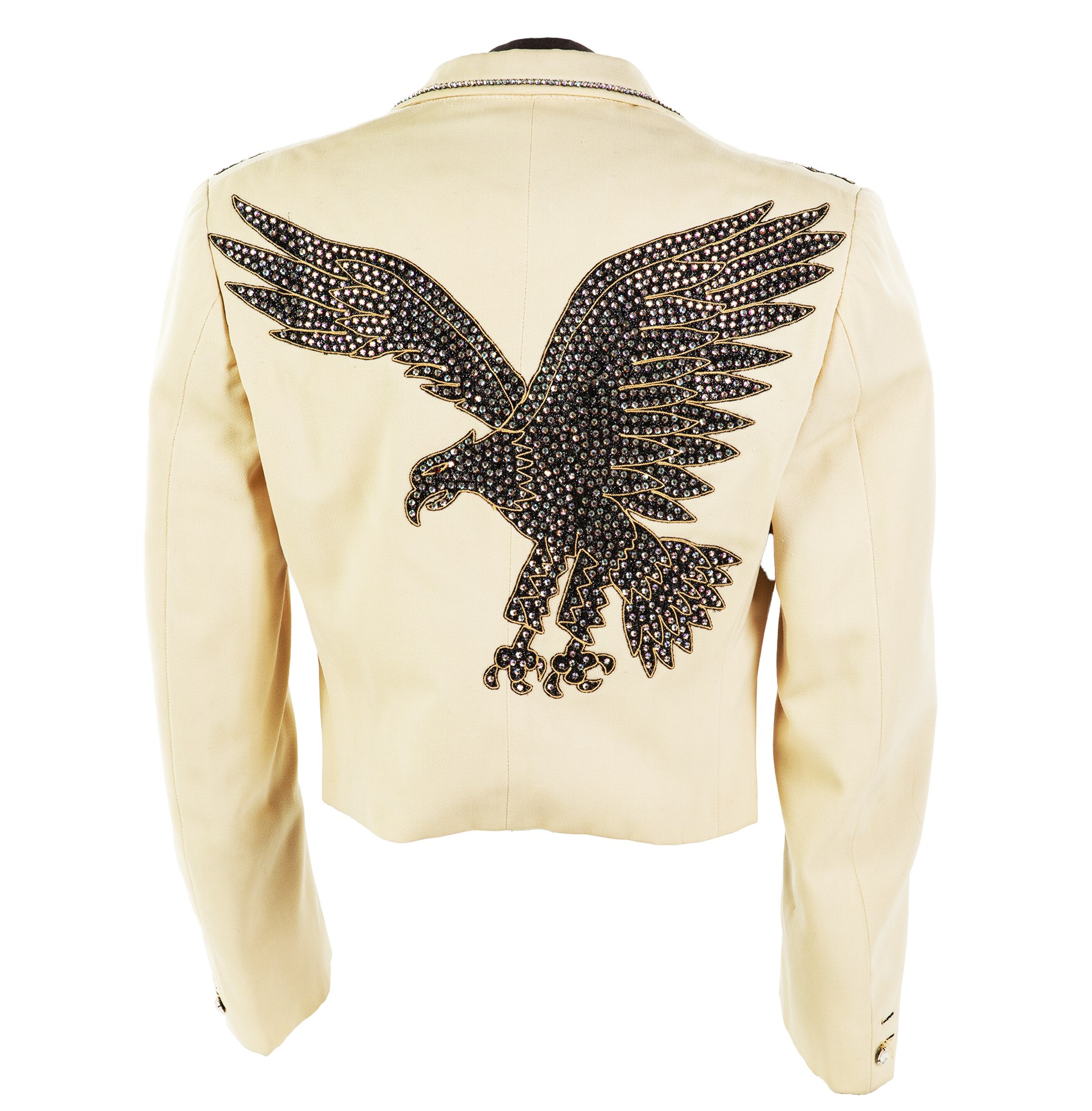 Back view of the Hawkshaw Hawkins bolero attributed to Rodeo Ben in the Country Music Hall of Fame exhibition.