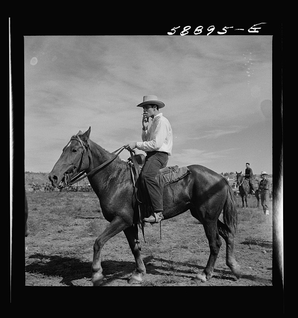 Cowboy at rodeo, Ashland, Montana, 1941