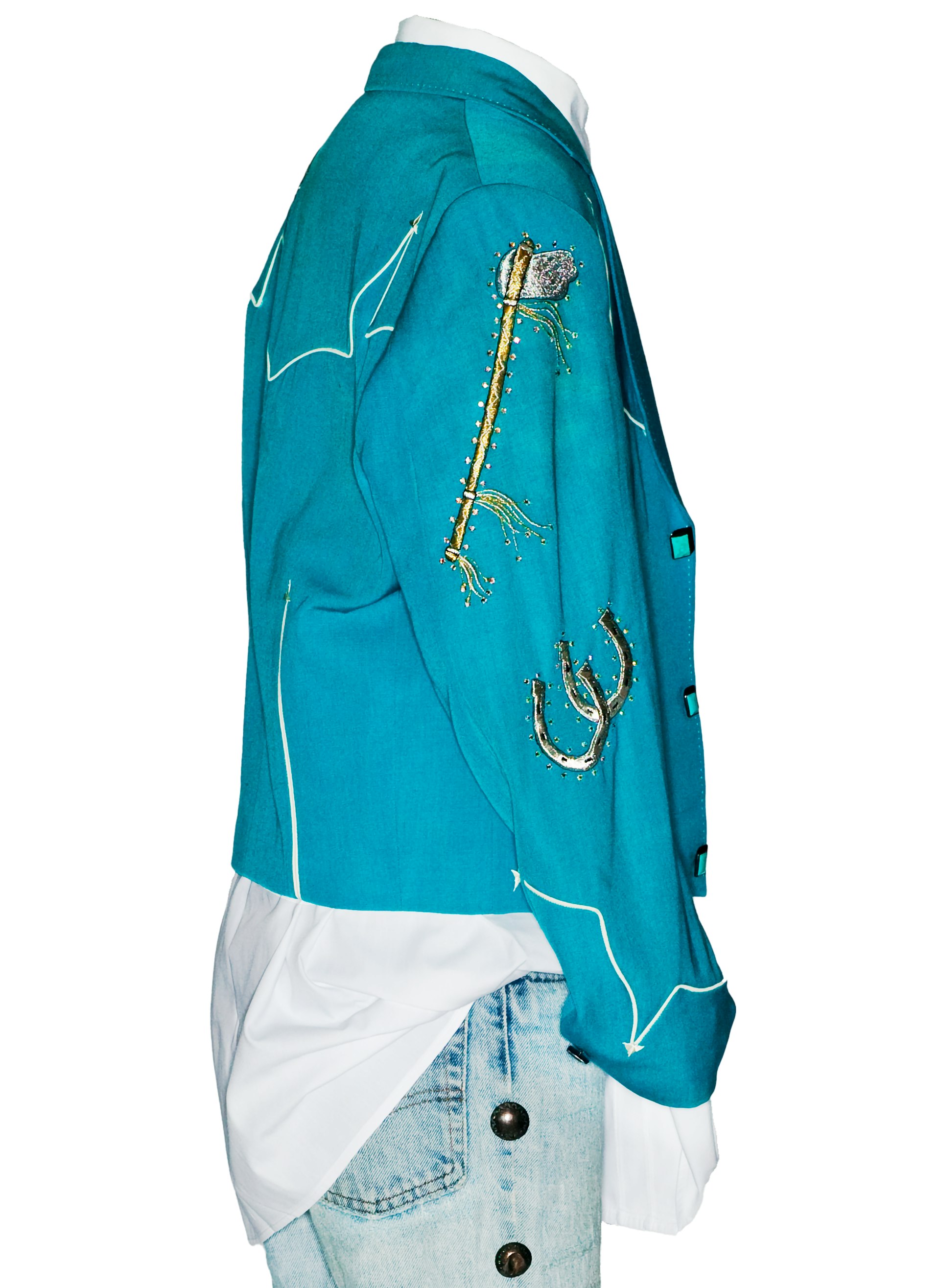Side and sleeve exhibition view of Dwight Yoakam’s Manuel-designed Hillbilly Deluxe bolero.