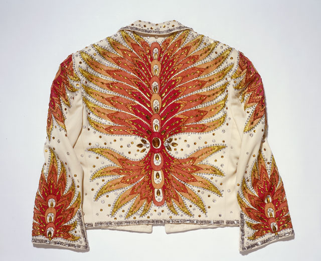 Jacket back from Nudie Cohn’s own circa-1970 suit, Autry object 87.169.4. Photograph by Susan Einstein.