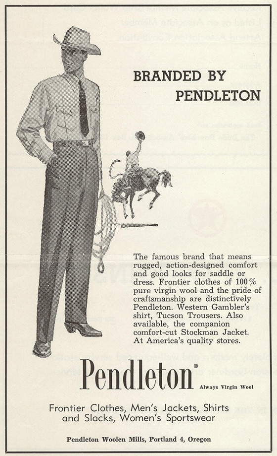 Branded by Pendleton Western advertisement reproduced by Woolen Mill Store