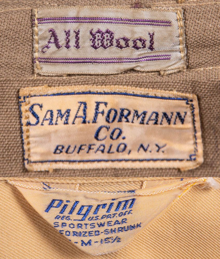 Three labels from the four-shirt auction lot