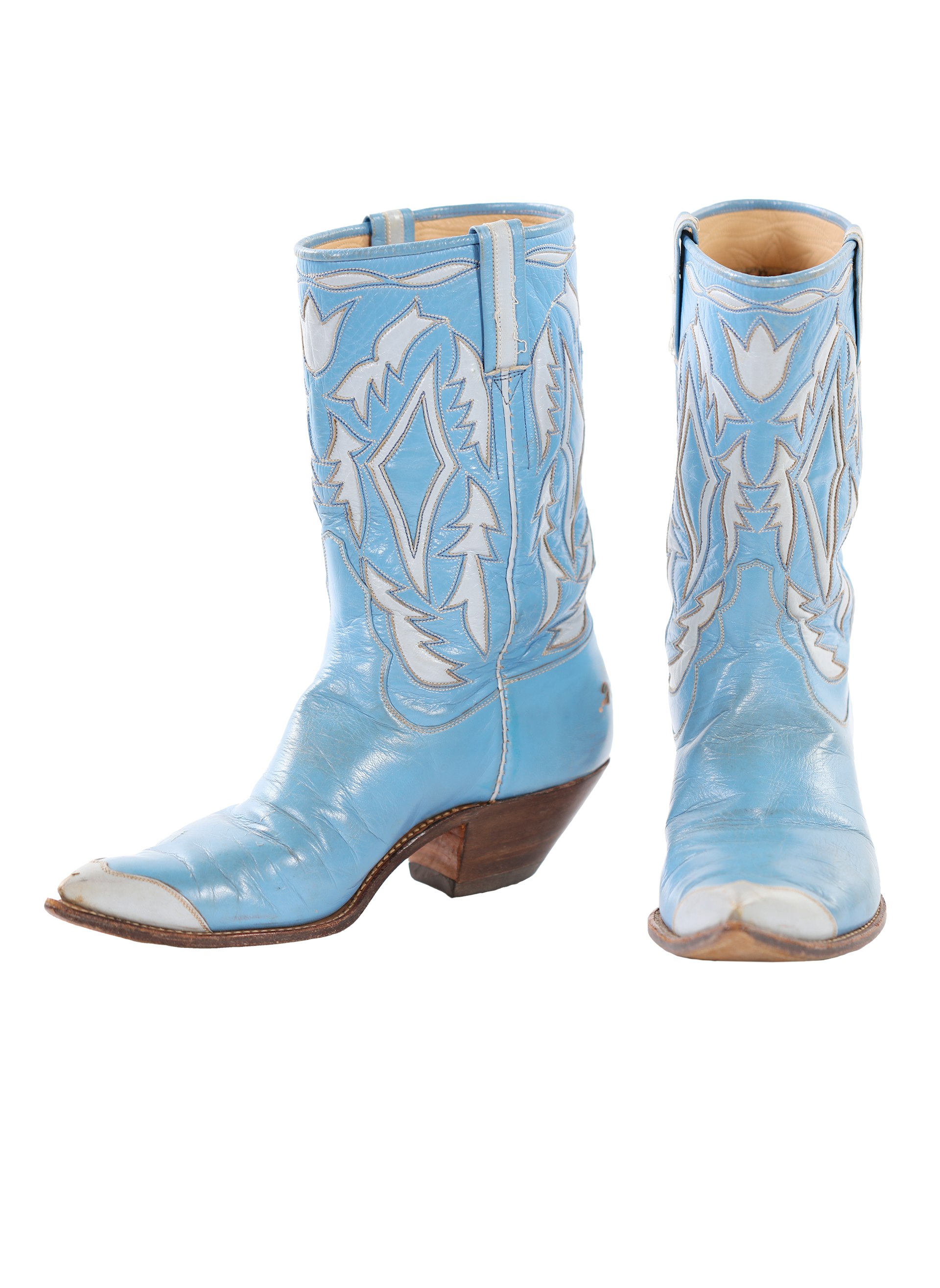 Blue-and-white boots