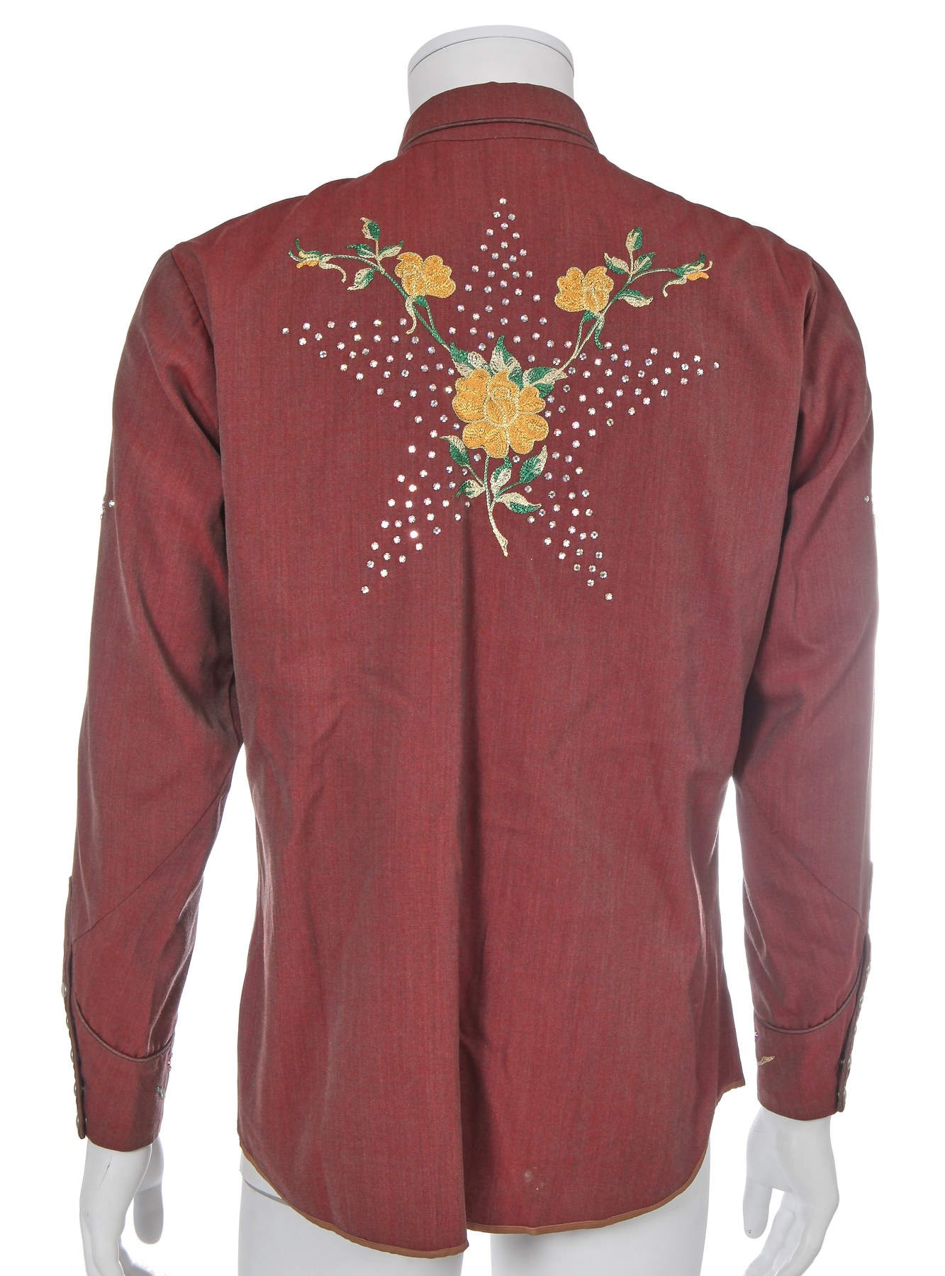 Burgundy embroidered shirt, back