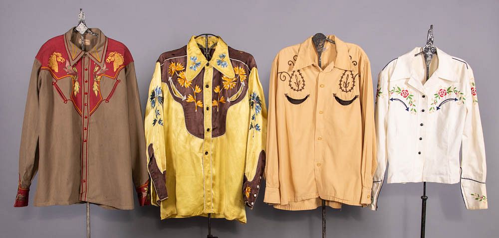 Four embroidered Western shirts in one auction lot