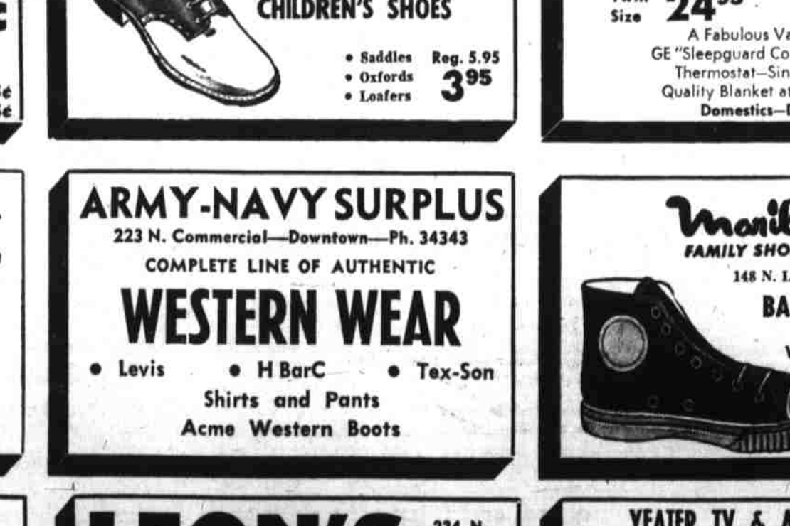 Army-Navy Surplus: H Bar C and Tex-Son · 1956