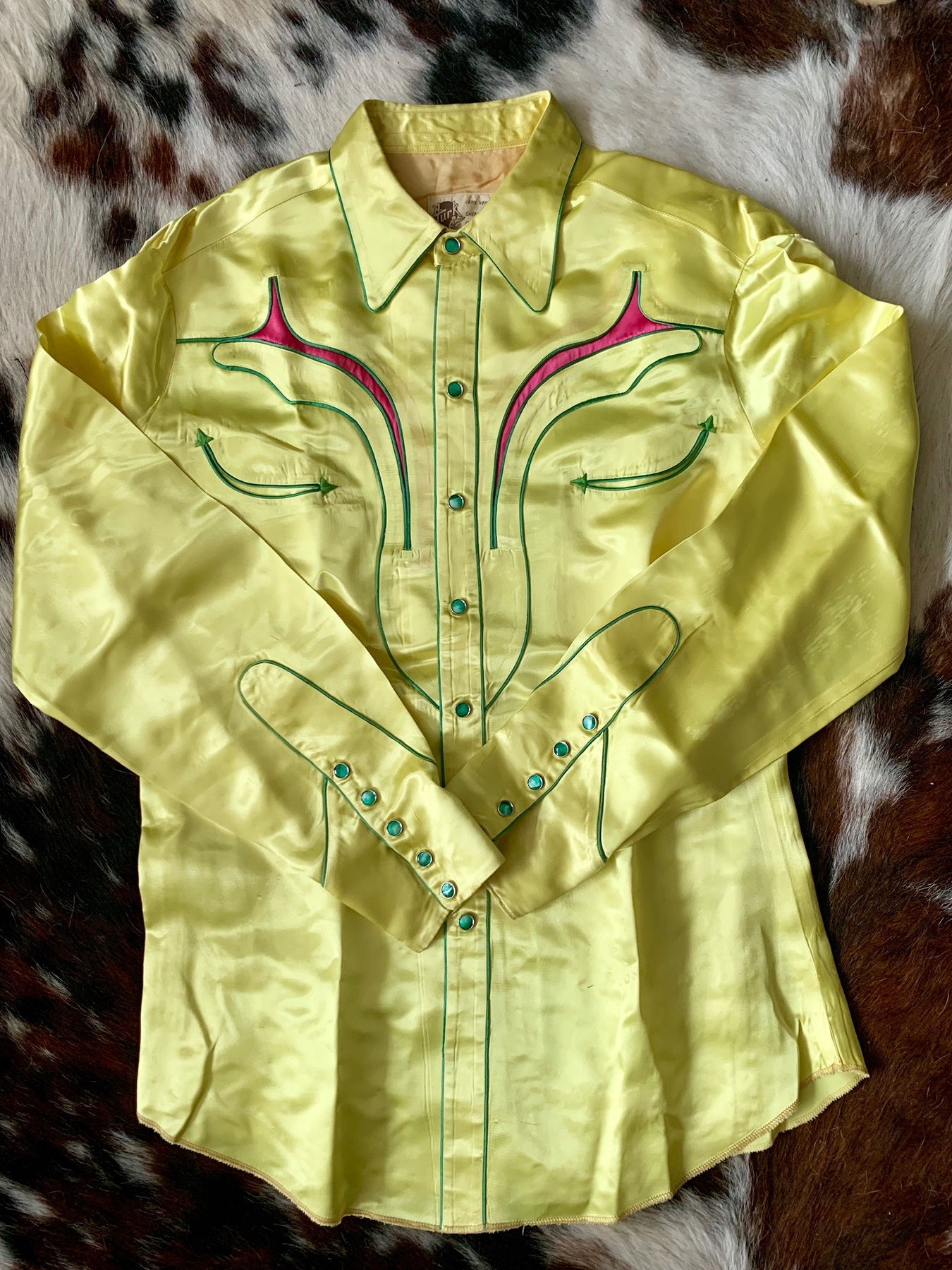 Yellow satin shirt — View 1